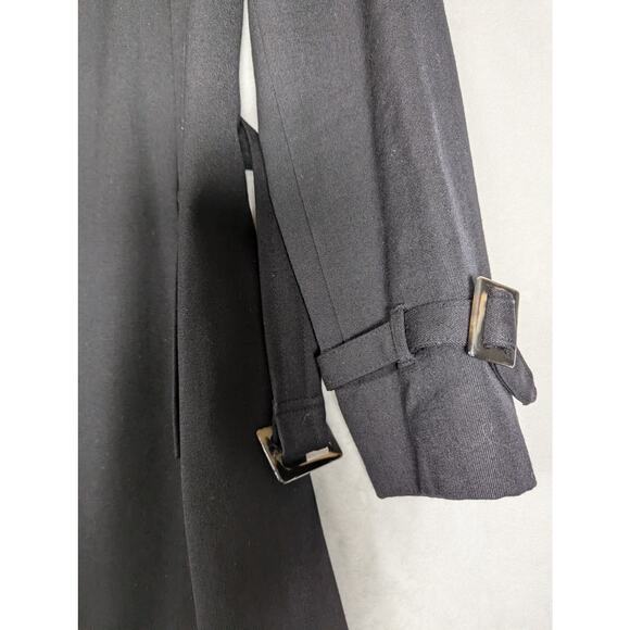 Ann Taylor Trench Coat Sz 8 MSRP $248 Wool/Rayon see descrip + photos true black - Picture 4 of 13